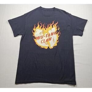 Vintage Wu Tang Clan Flames Logo Hip Hop‎ Rap Tee Black Y2K T Shirt Size Medium